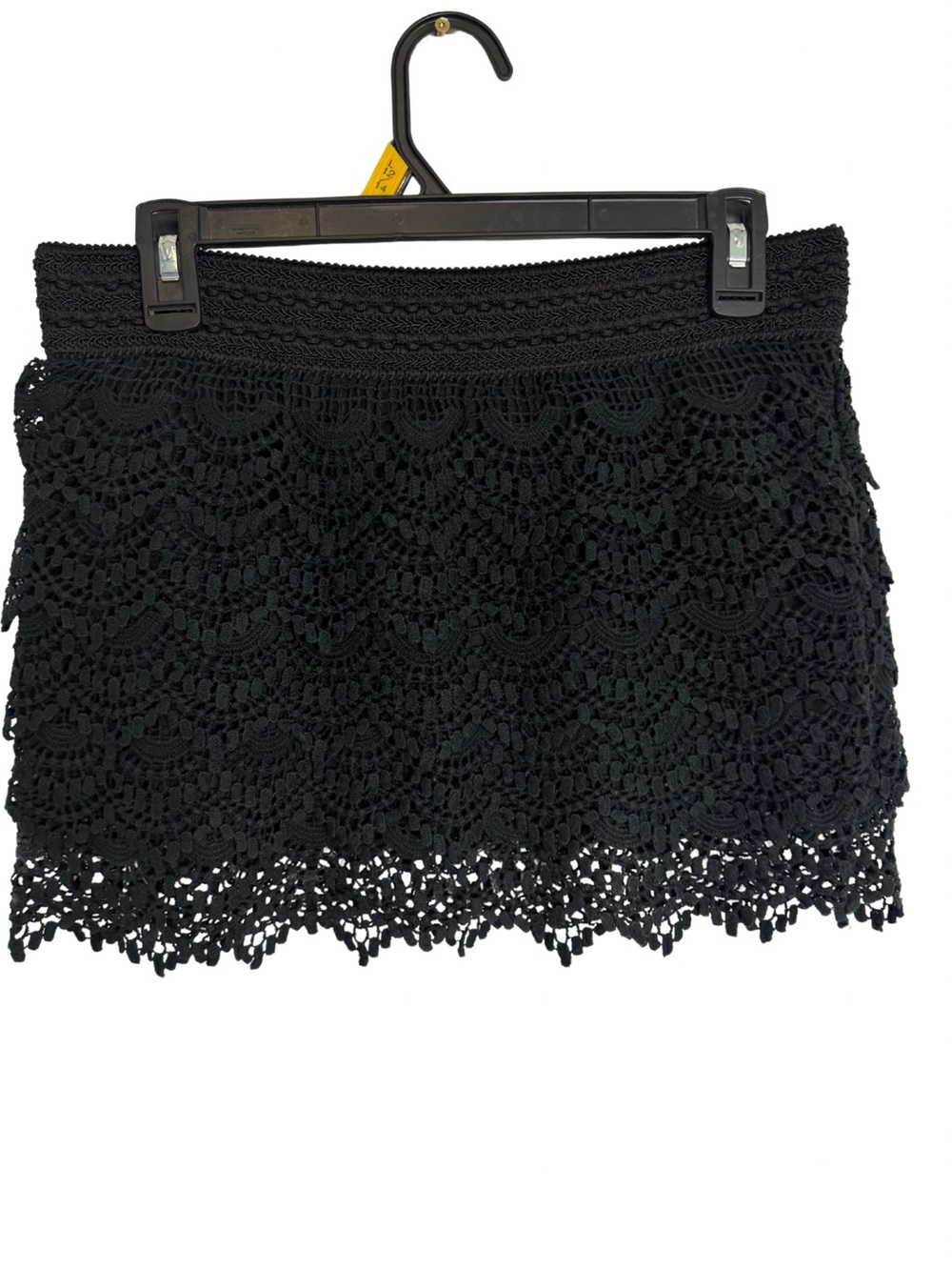 3/$20 Anabell Fashion Black Crochet Lace Mini Skirt Scalloped Hem Size Large